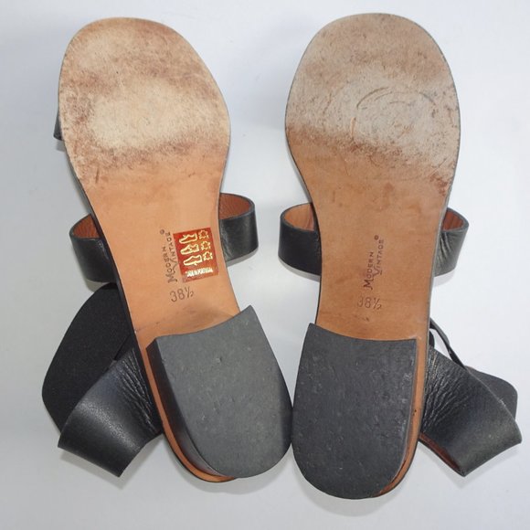 Modern Vintage Tanji Black Leather Gladiator Sandal - Picture 8 of 9